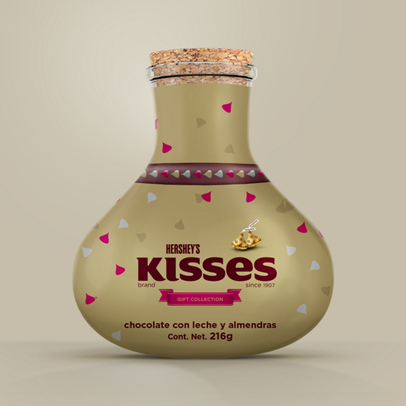 chocolate kisses chocolate con leche y almendras frasco 216gr