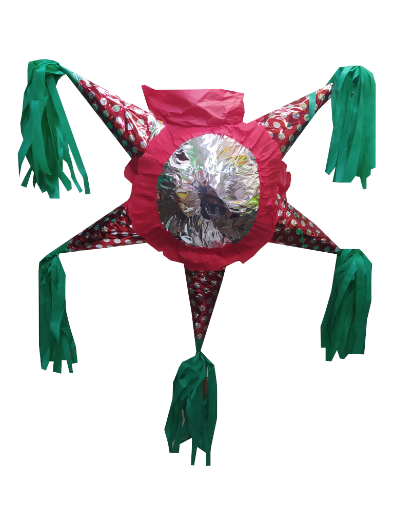 piñata navideña artesanal de carton de 5 picos