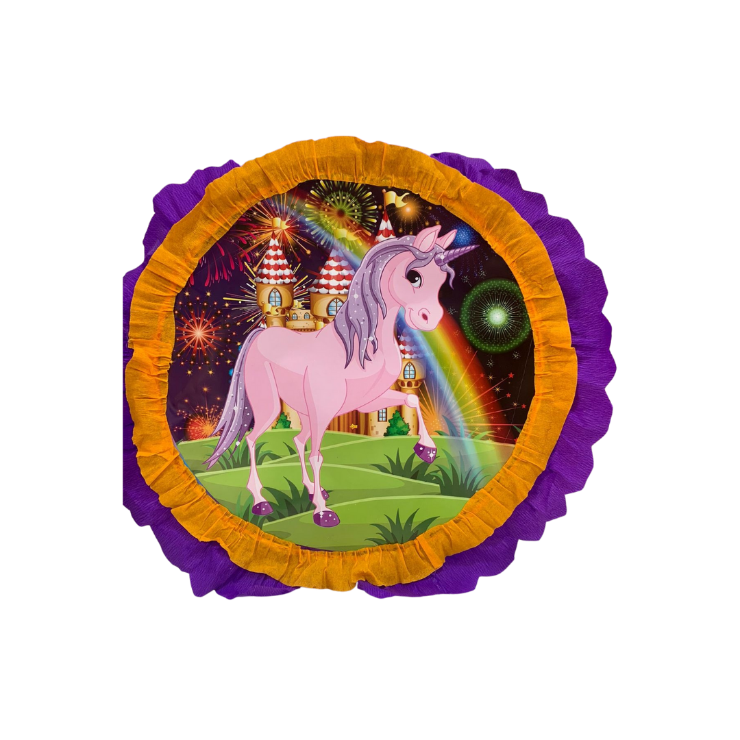Piñata de unicornio redonda