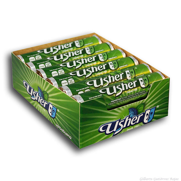 usher tubo sabor yerbabuena paquete