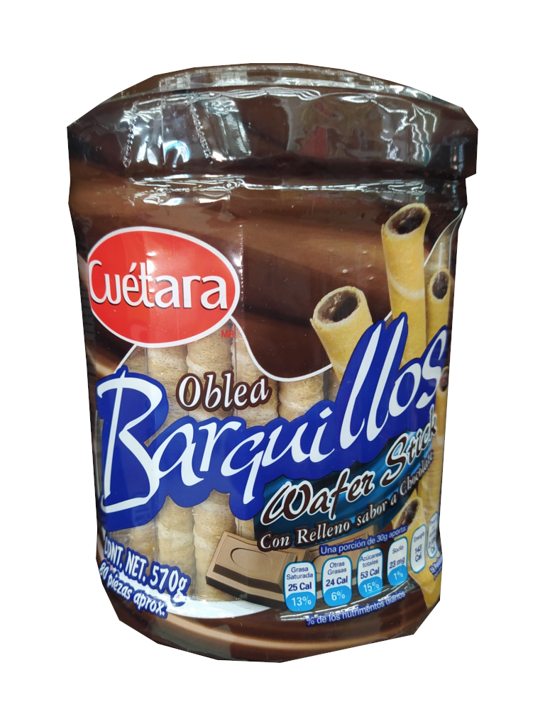 barquillos cuetara wafer stick sabor chocolate vitrolero