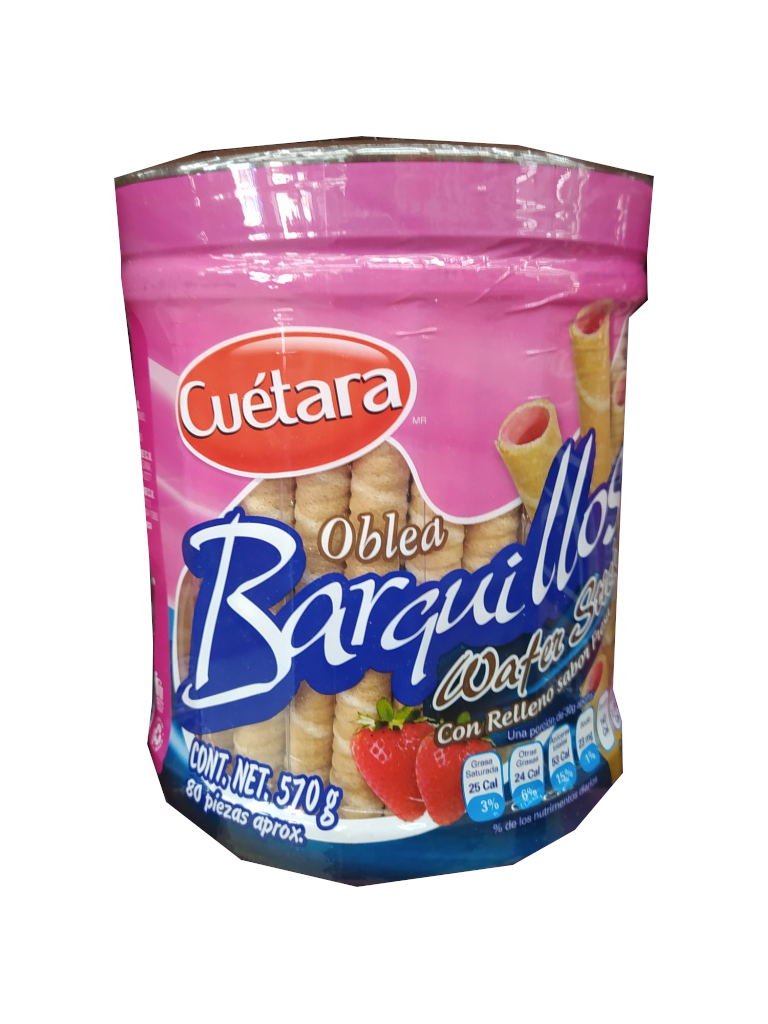 barquillos cuetara wafer stick sabor fresa vitrolero
