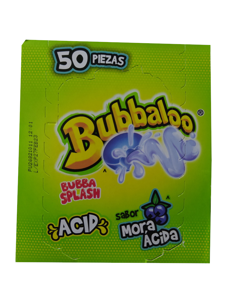 bubbaloo sabor mora acida paquete