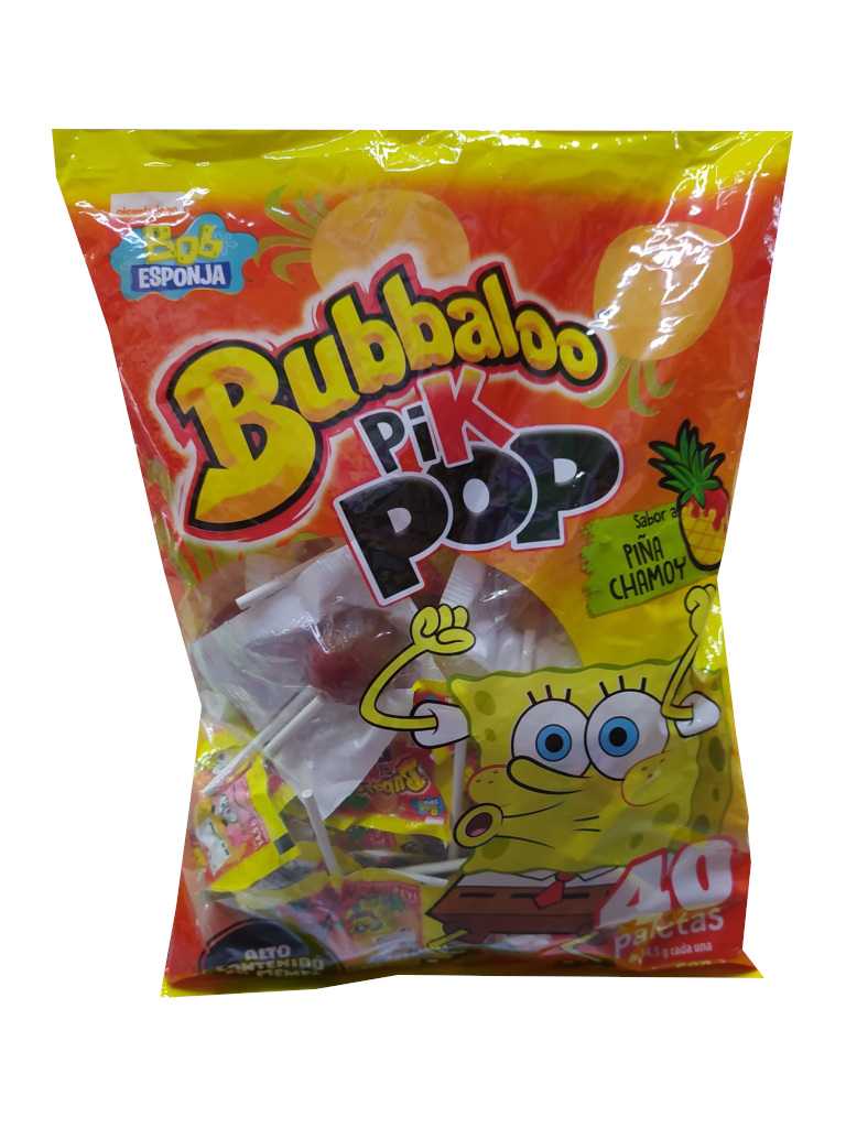 bubbaloo pik pop paleta sabor piña chamoy bolsa