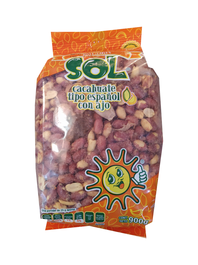 cacahuate tipo español con ajo el sol bolsa