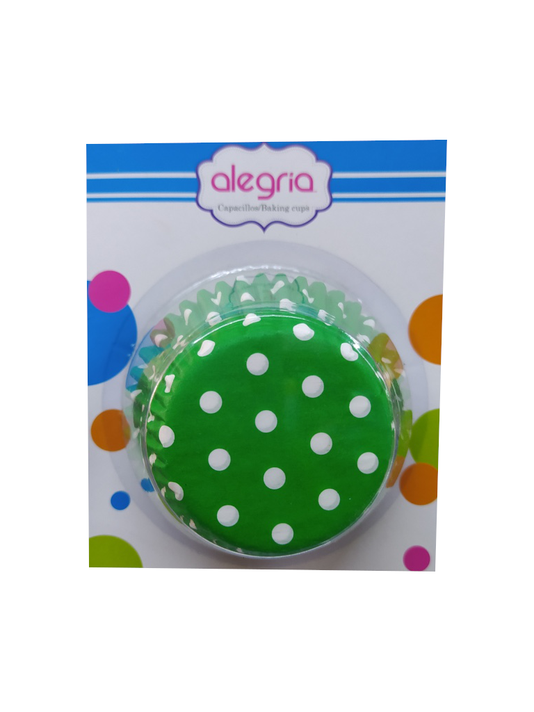 capacillos verde con lunares blanco paquete