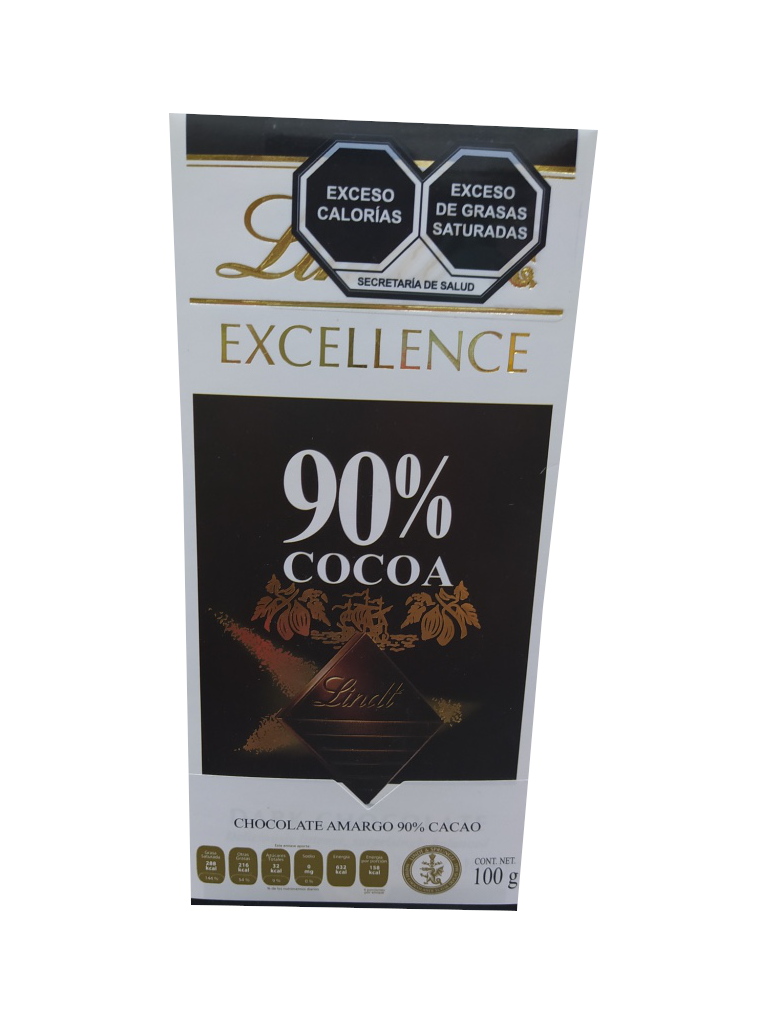chocolate amargo 90% cacao lindt barra 100gr