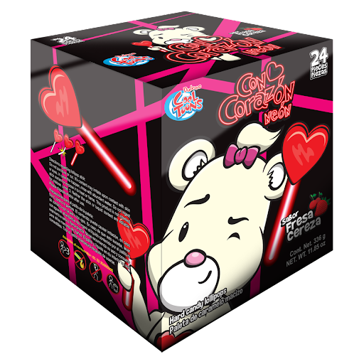 paleta luminus corazon neon paquete