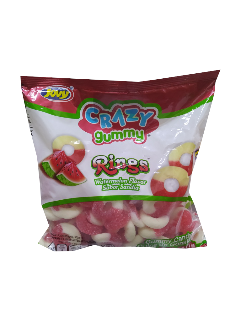 gomitas crazy gummy aros sabor sandia bolsa