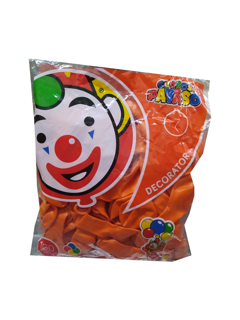 globo payaso #7 naranja bolsa