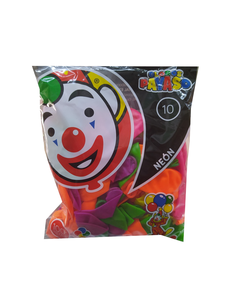 globo payaso #10 colores neon bolsa