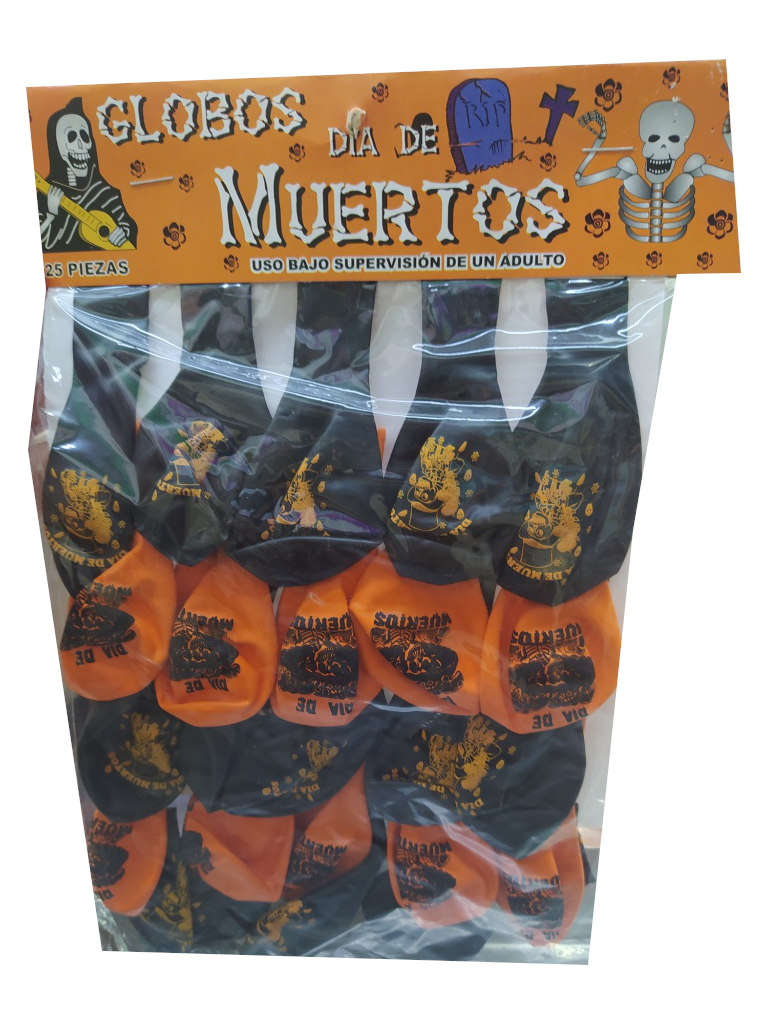 globo dia de muertos negro-naranja paquete