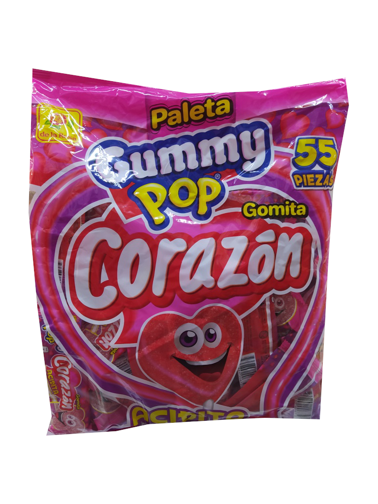 paleta gummy pop corazon bolsa