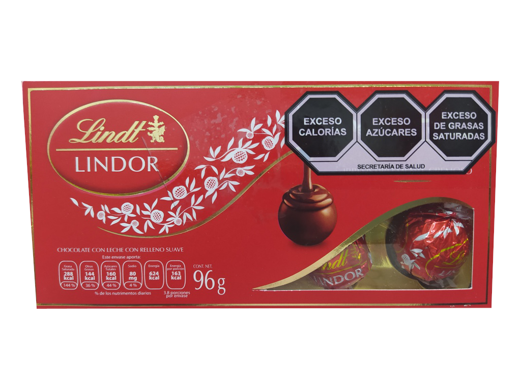 lindor chocolate con leche paquete 96gr