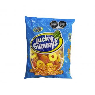 lucky gummys gomita aros de durazno bolsa 1kg