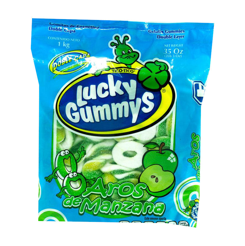lucky gummys gomita aros manzana bolsa 1kg
