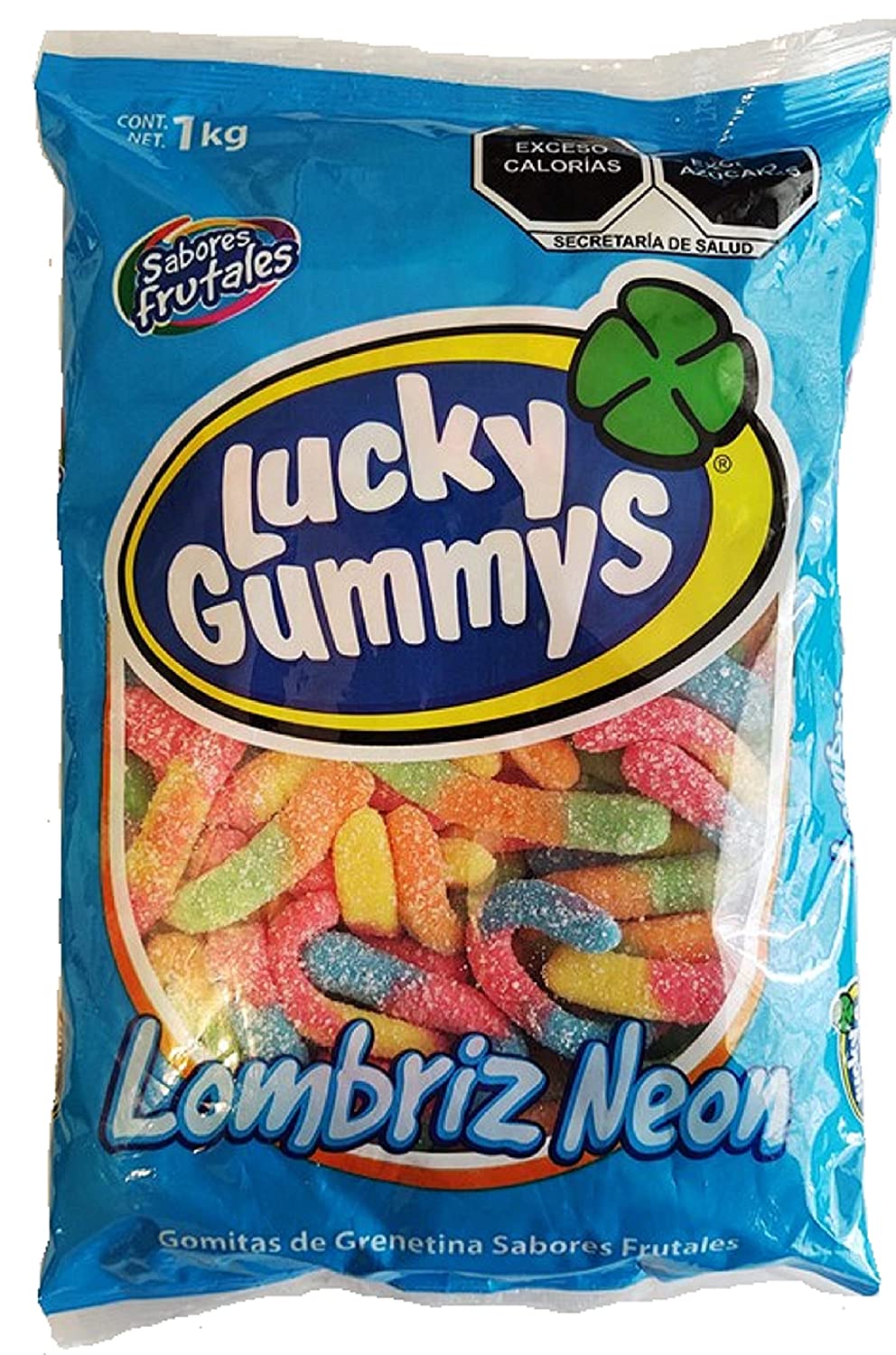 lucky gummys gomita lombriz neon bolsa 1kg