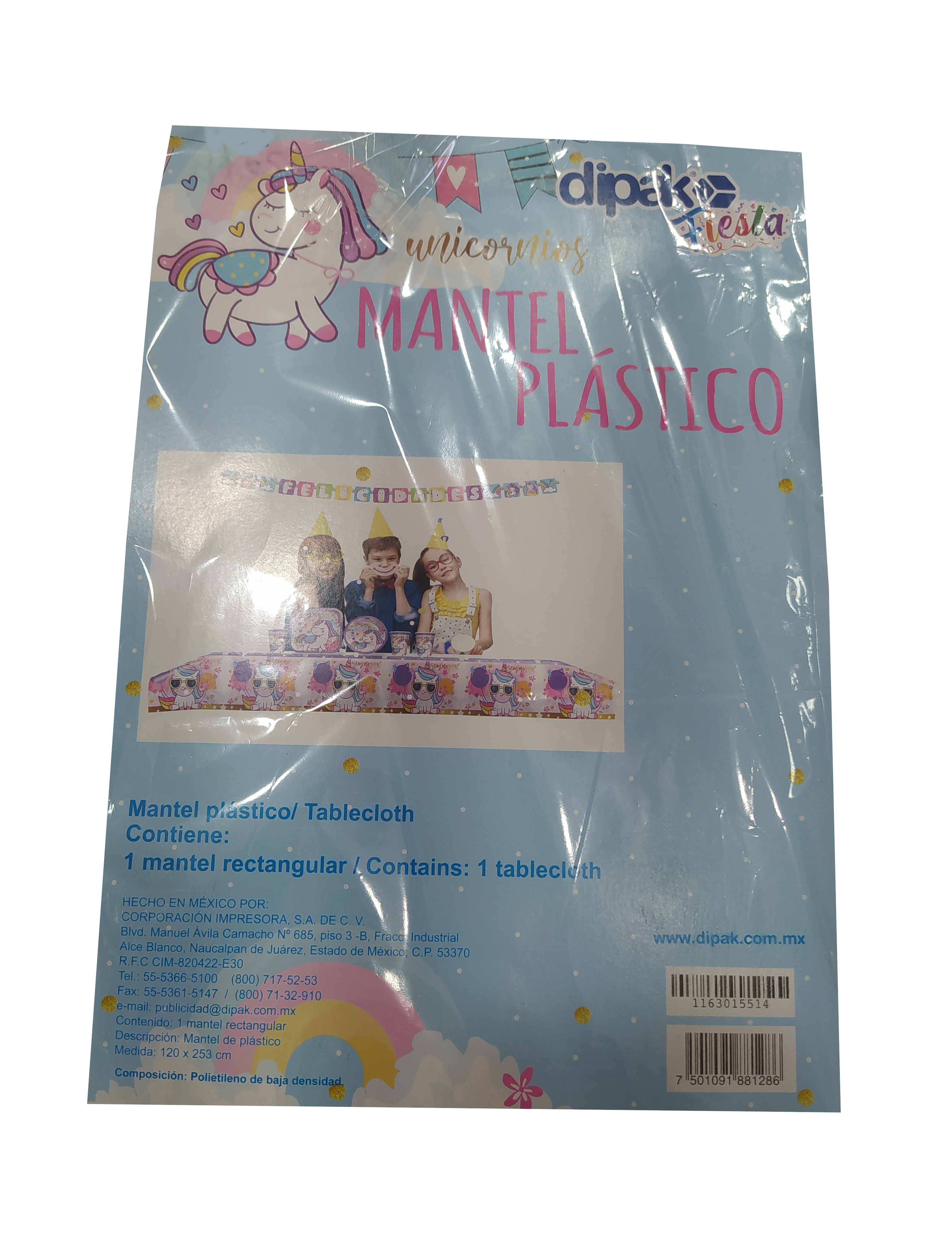 mantel plastico unicornio