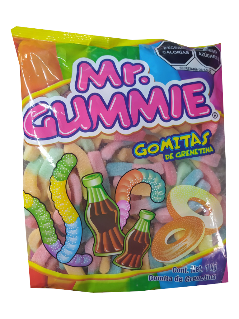 mr gummie gomita lombriz neon bolsa 1kg