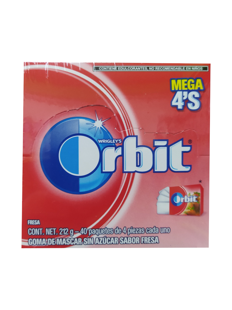 chicle orbit 4s sabor fresa paquete