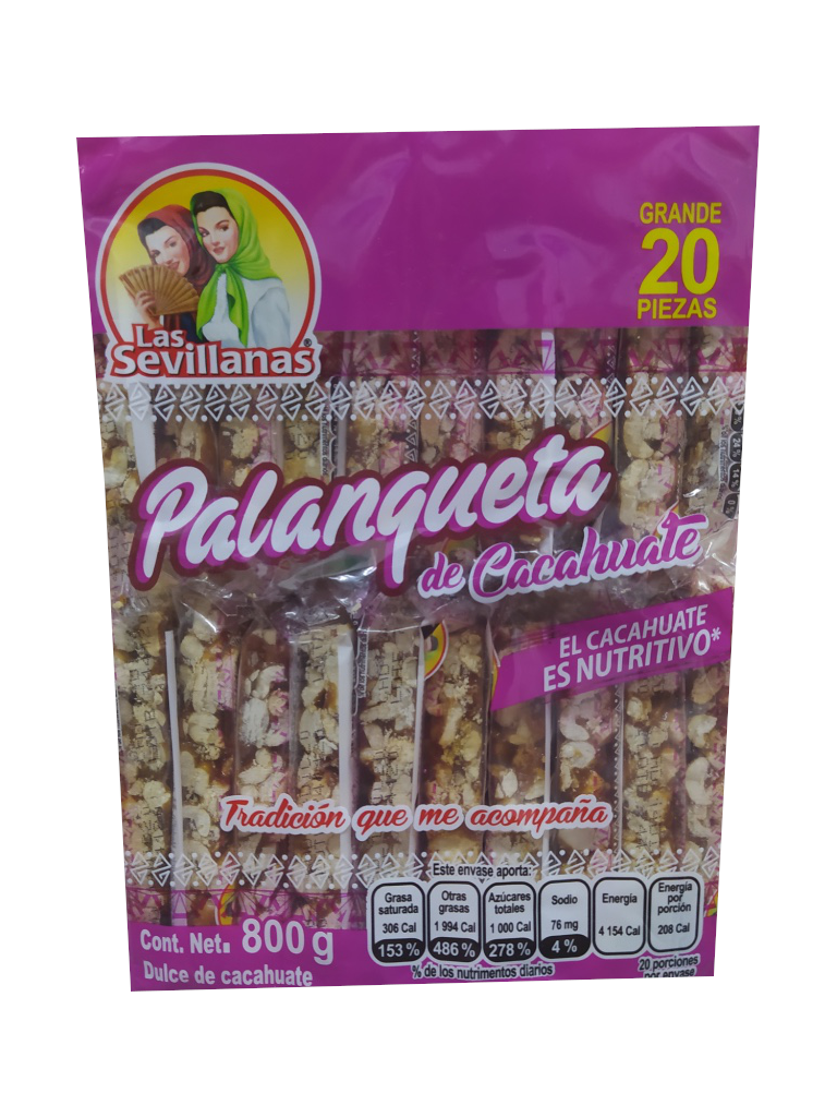 palanqueta cacahuate las sevillanas grande paquete 20pz