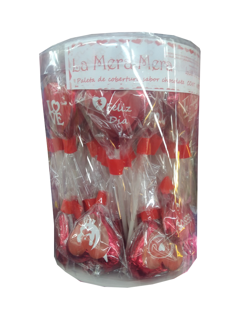 paleta corazon rojo san valentin estuche