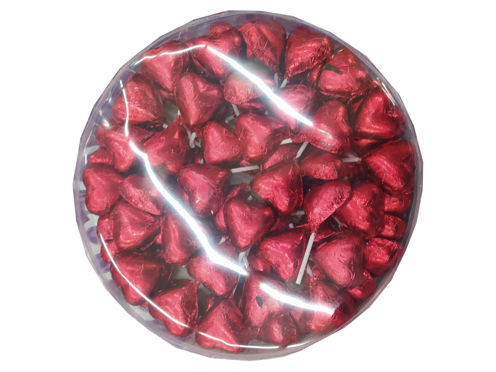 paleta mini corazon rojo chocolate estuche