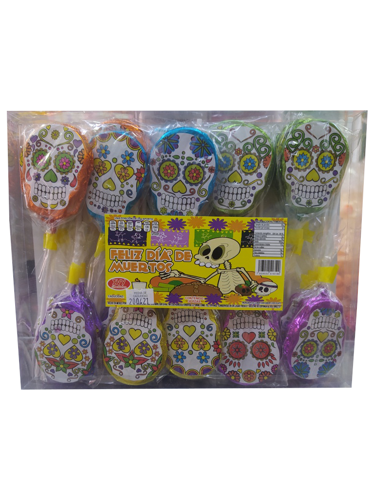 paleta chocolate con arroz inflado dia de muertos estuche