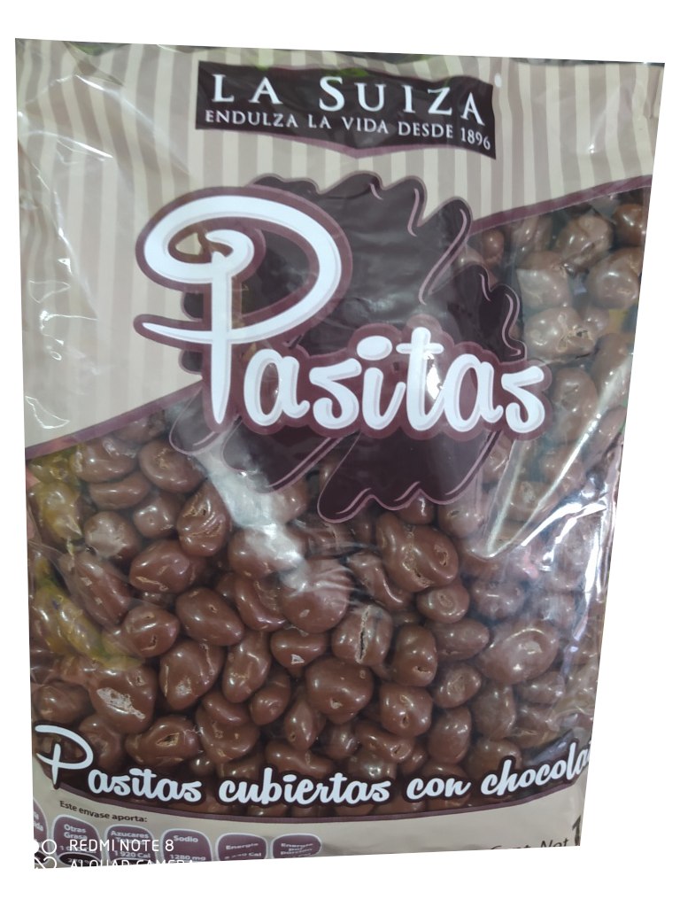 pasitas cubiertas con chocolate la suiza bolsa 1kg