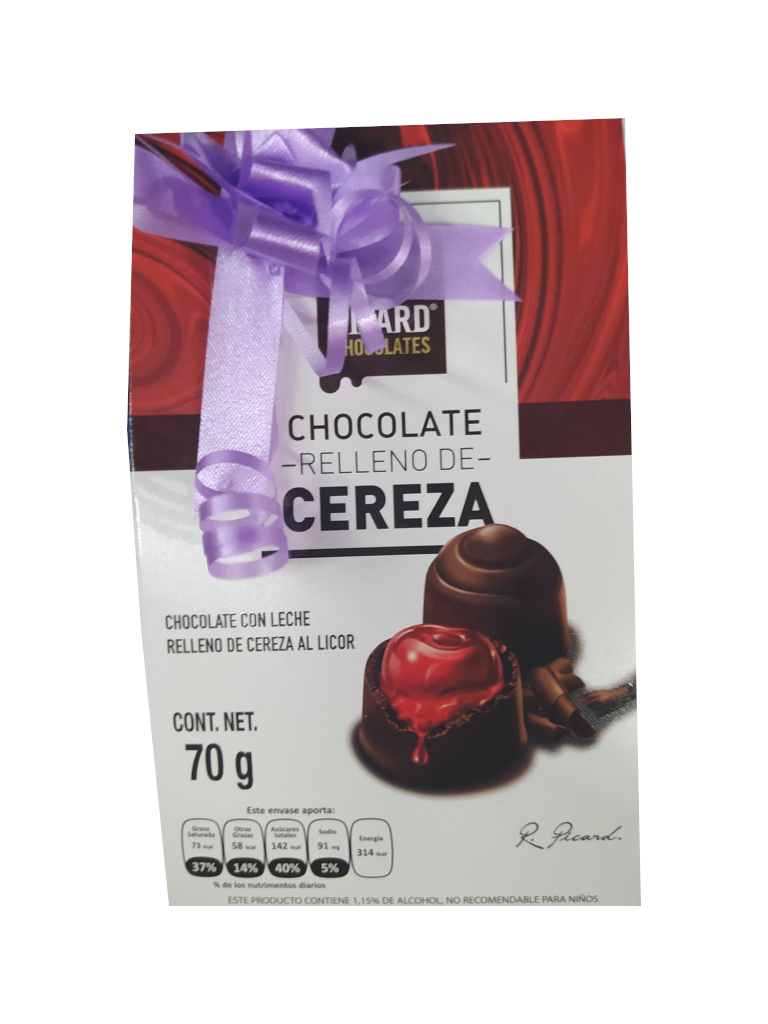 chocolate relleno de cereza picard 70gr