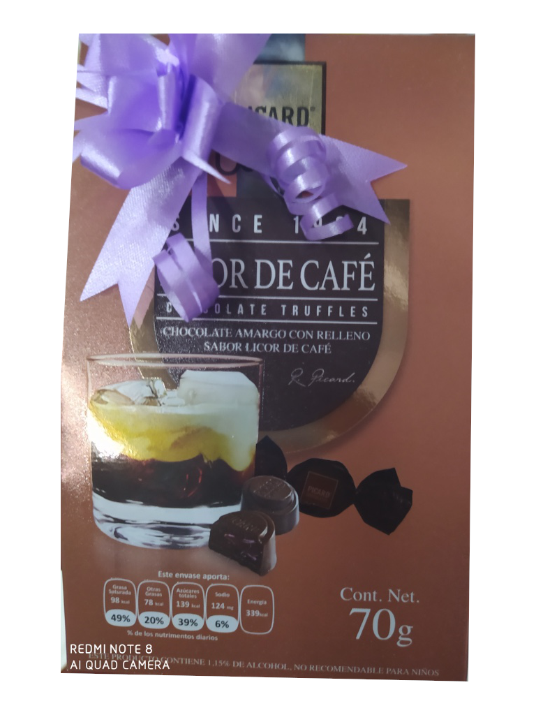 chocolate licor de cafe picard paquete 70gr