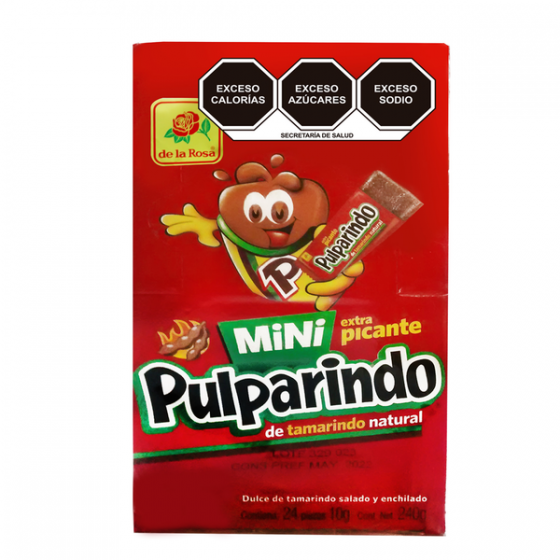 pulparindo mini rojo extra picante clasico paquete