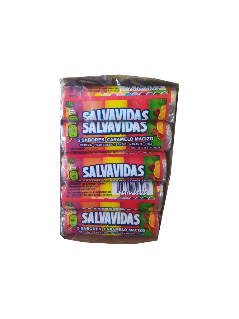 salvavidas caramelo macizo tubo paquete
