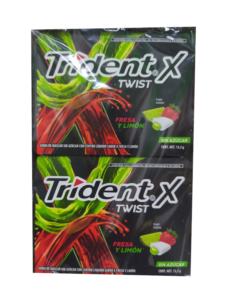 trident x twist chicle sabor fresa y limon paquete