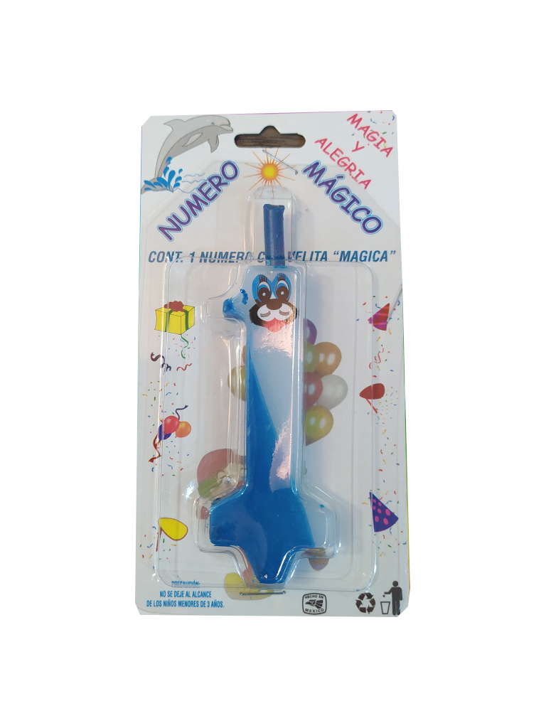 vela cumpleaños numero 1 azul