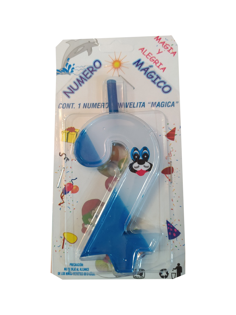 vela cumpleaños numero 2 azul