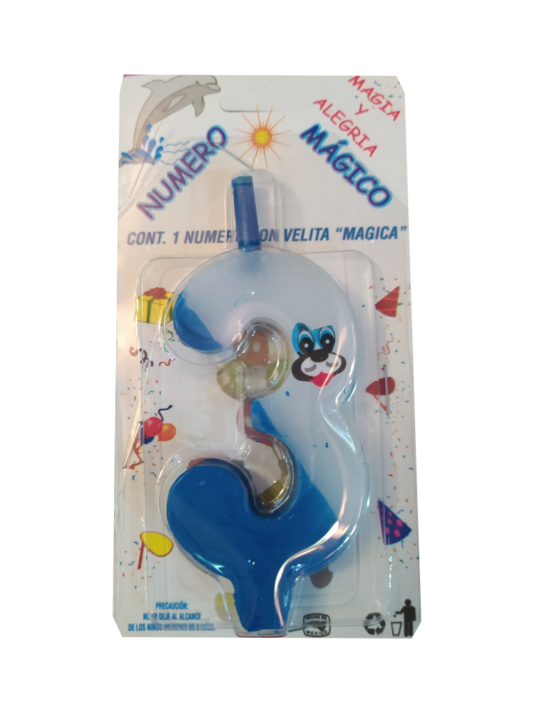 vela cumpleaños numero 3 azul