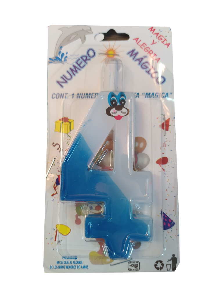 vela cumpleaños numero 4 azul