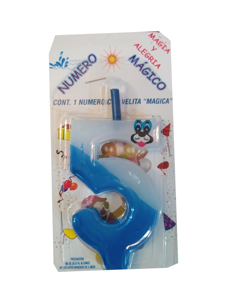 vela cumpleaños numero 5 azul