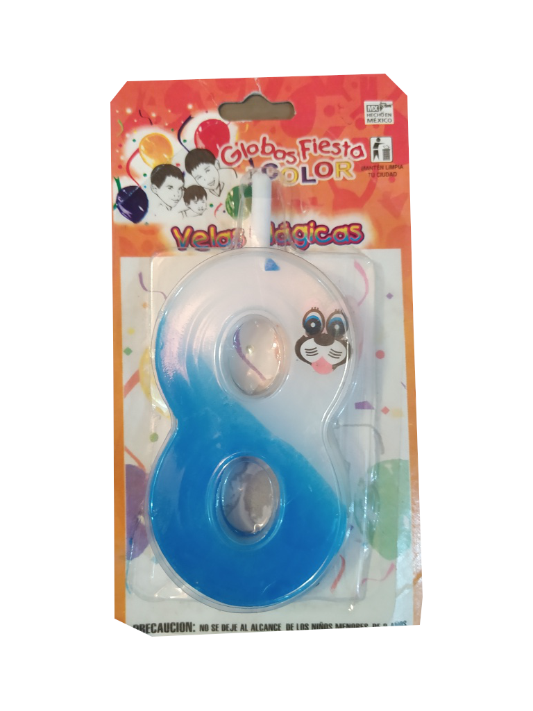 vela cumpleaños numero 8 azul