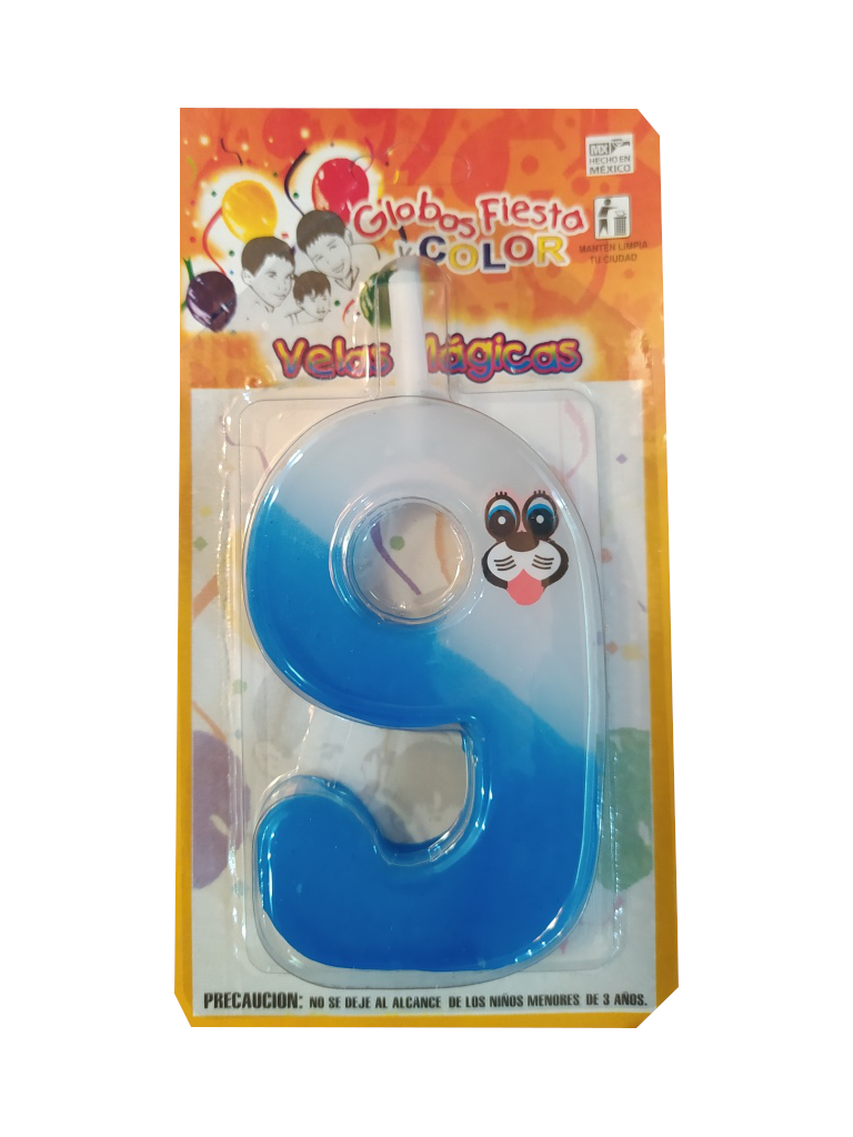 vela cumpleaños numero 9 azul