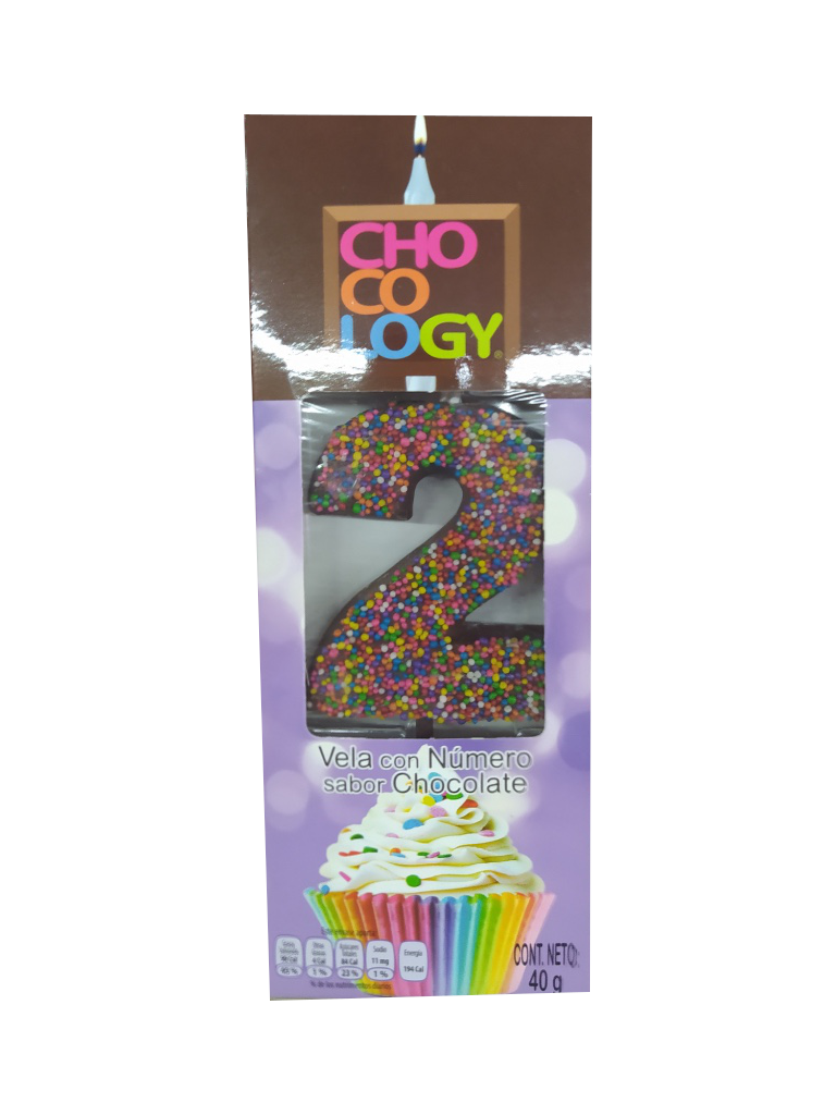 vela cumpleaños de chocolate numero 2