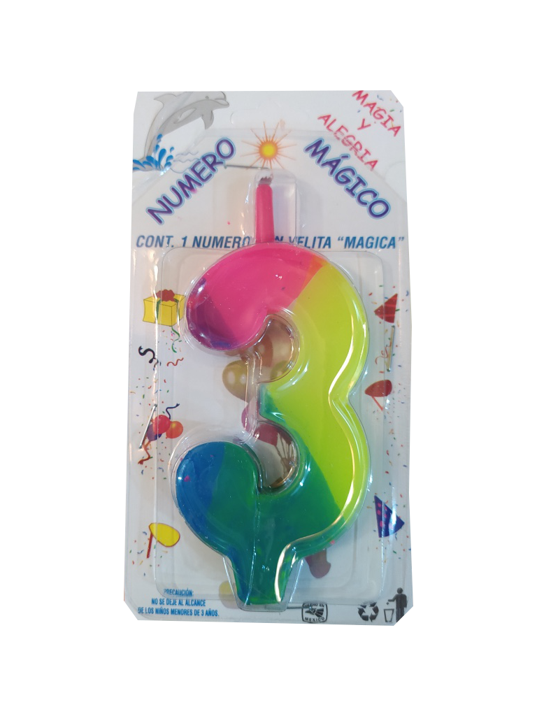 candle birthday colors number 3