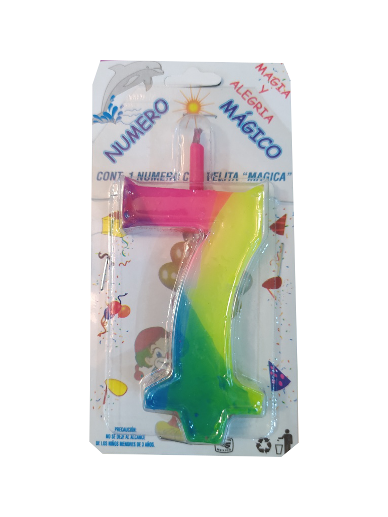 vela cumpleaños colores numero 7