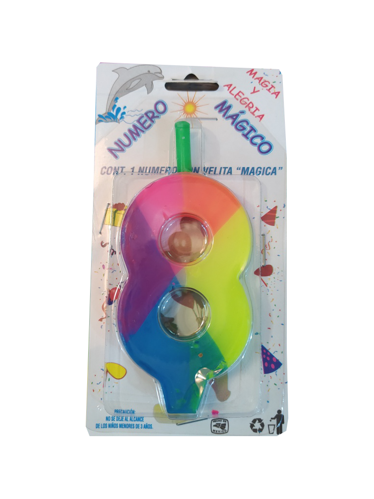 vela cumpleaños colores numero 8