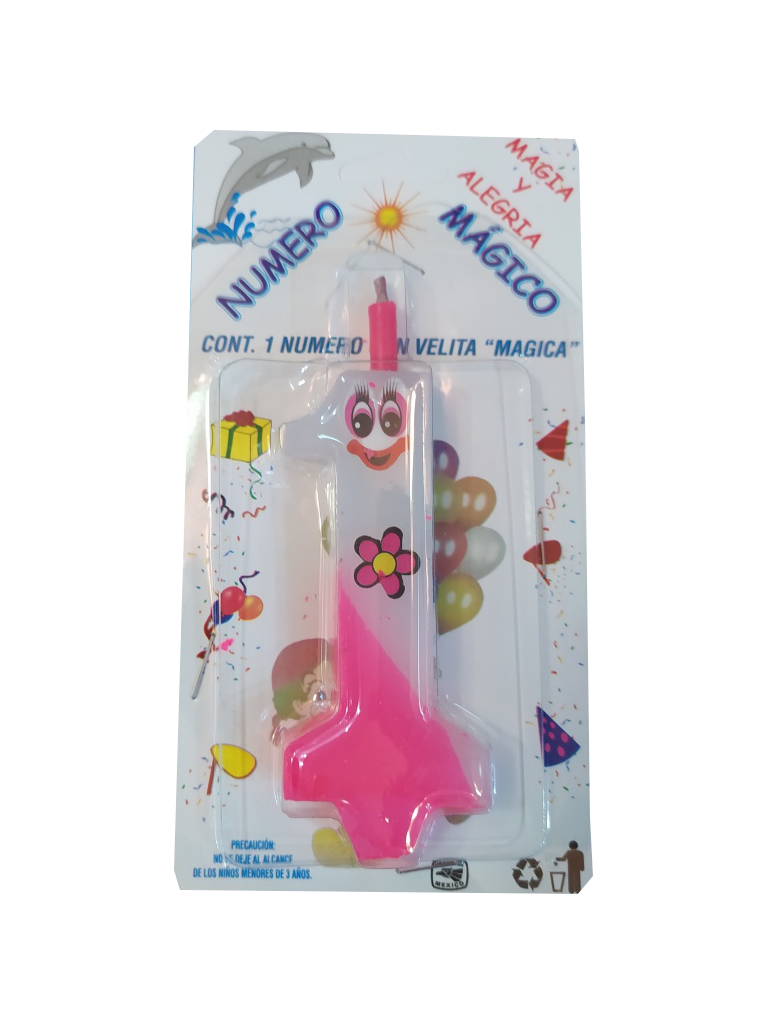 vela cumpleaños color rosa numero 1