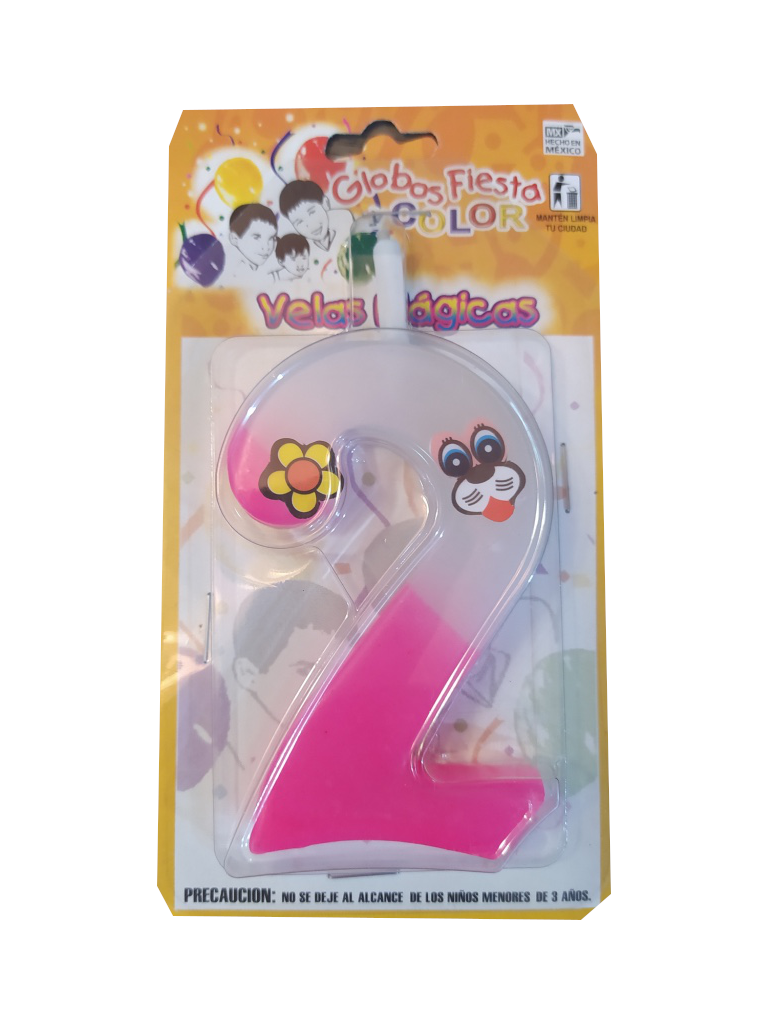 vela cumpleaños color rosa numero 2