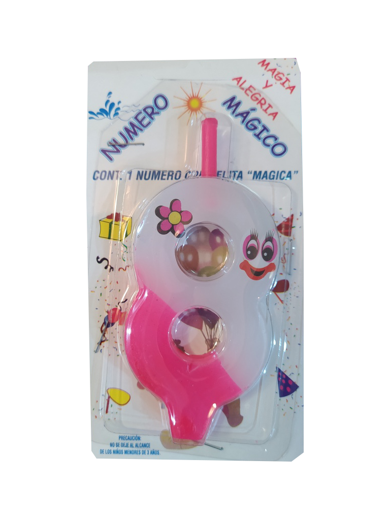 vela cumpleaños color rosa numero 8