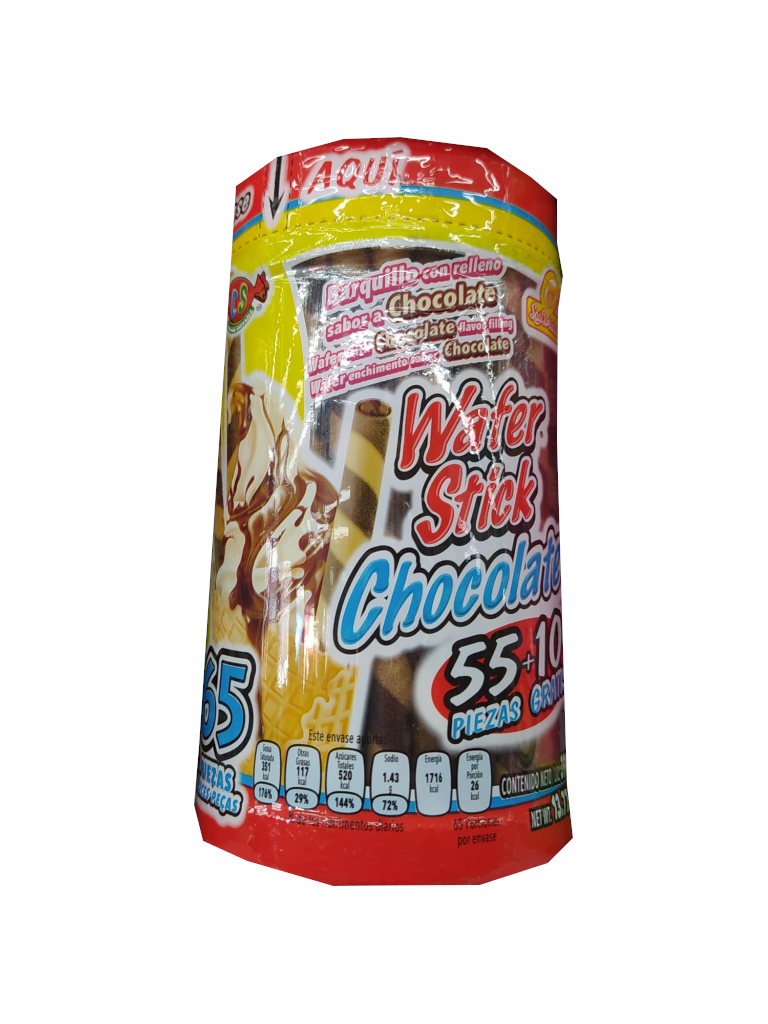 wafer stick galleta chocolate vitrolero 55pz.