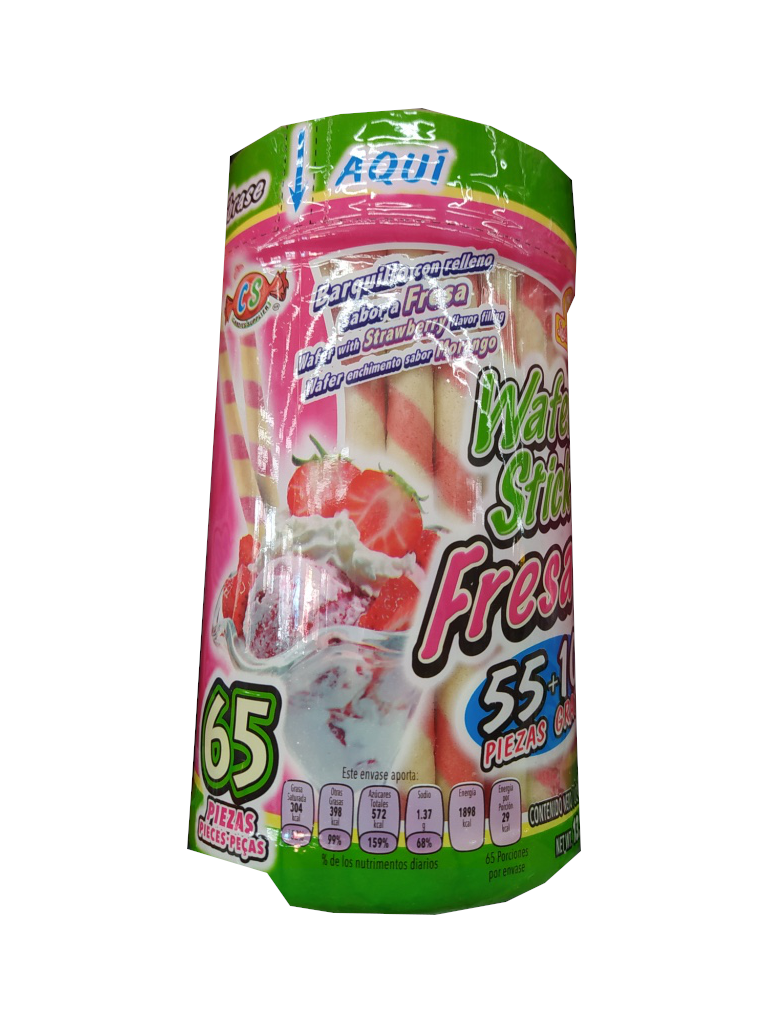 wafer stick galleta fresa vitrolero 55pz.